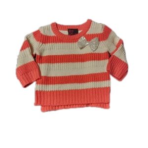12 M Pink White Sparkle Sweater with Bow